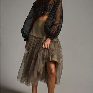 Anthropologie x Mare Mare Gray Tiered Tulle Skirt NWT XL